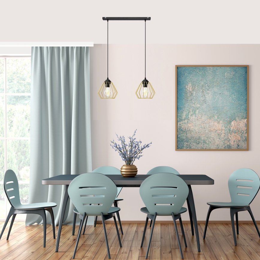 Κρεμαστό φωτιστικό οροφής ράγα AGAT 2xE27/15W/230V χρυσαφί/μαύρο