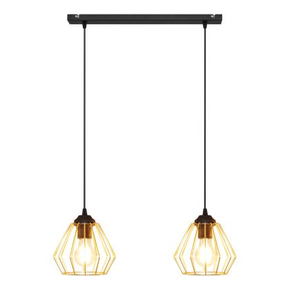 Κρεμαστό φωτιστικό οροφής ράγα AGAT 2xE27/15W/230V χρυσαφί/μαύρο