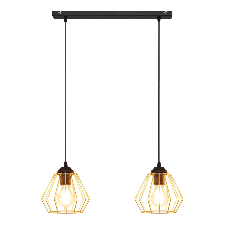 Κρεμαστό φωτιστικό οροφής ράγα AGAT 2xE27/15W/230V χρυσαφί/μαύρο
