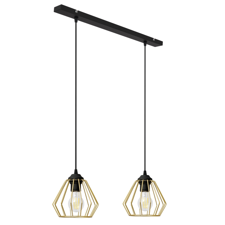 Κρεμαστό φωτιστικό οροφής ράγα AGAT 2xE27/15W/230V χρυσαφί/μαύρο