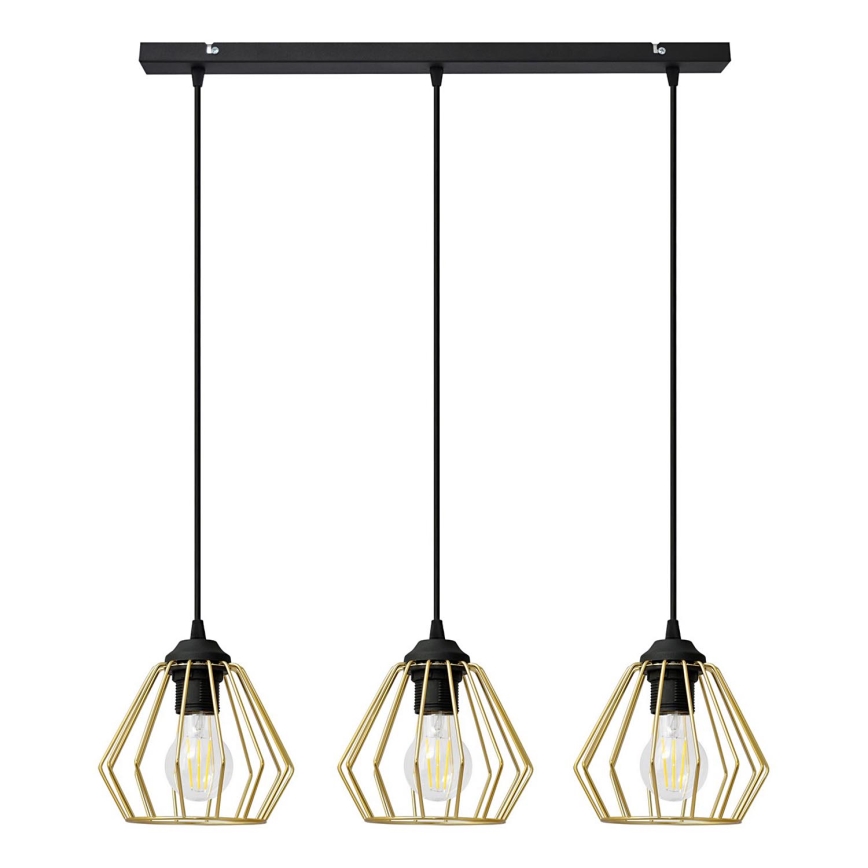 Κρεμαστό φωτιστικό οροφής ράγα AGAT 3xE27/15W/230V χρυσαφί/μαύρο