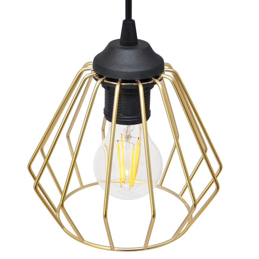 Κρεμαστό φωτιστικό οροφής ράγα AGAT 3xE27/15W/230V χρυσαφί/μαύρο