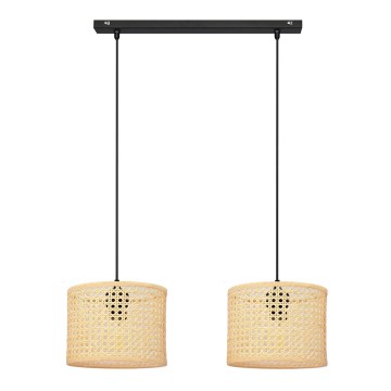 Κρεμαστό φωτιστικό οροφής ράγα ALBA 2xE27/15W/230V rattan/μαύρο