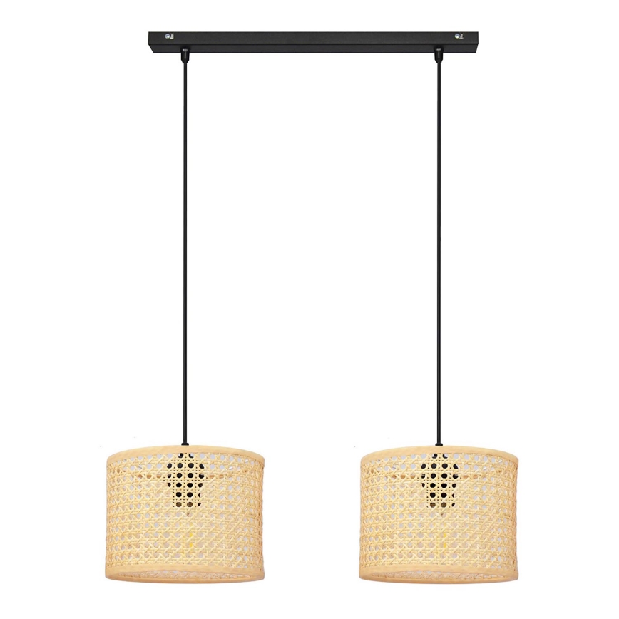 Κρεμαστό φωτιστικό οροφής ράγα ALBA 2xE27/15W/230V rattan/μαύρο
