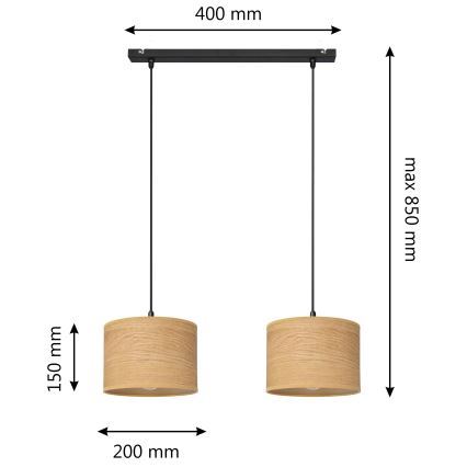 Κρεμαστό φωτιστικό οροφής ράγα ALBA 2xE27/15W/230V καφέ/μαύρο