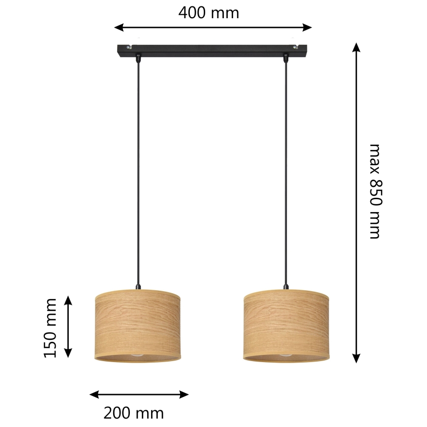 Κρεμαστό φωτιστικό οροφής ράγα ALBA 2xE27/15W/230V καφέ/μαύρο