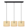 Κρεμαστό φωτιστικό οροφής ράγα ALBA 3xE27/15W/230V rattan/μαύρο