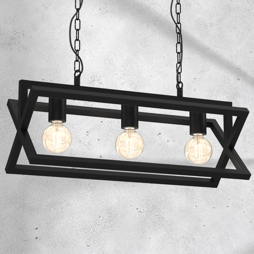Κρεμαστό φωτιστικό οροφής ράγα ARNOLD 3xE27/60W/230V μαύρο