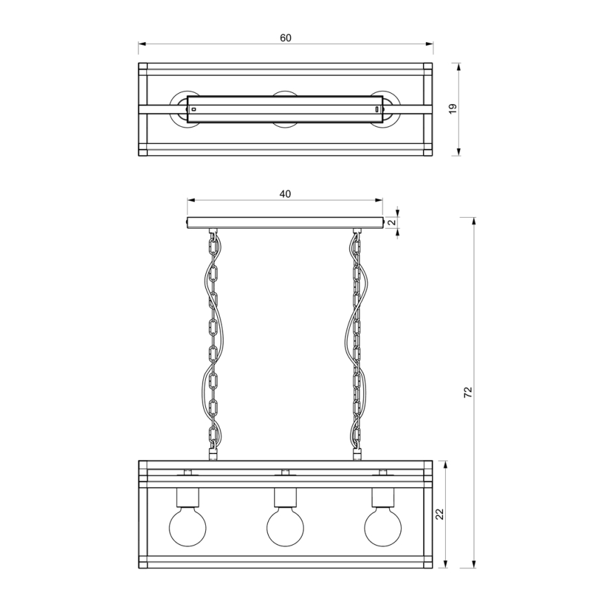 Κρεμαστό φωτιστικό οροφής ράγα ARNOLD 3xE27/60W/230V μαύρο