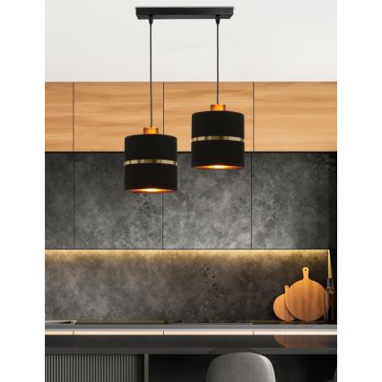 Κρεμαστό φωτιστικό οροφής ράγα ASSAM 2xE27/60W/230V μαύρο/χρυσό