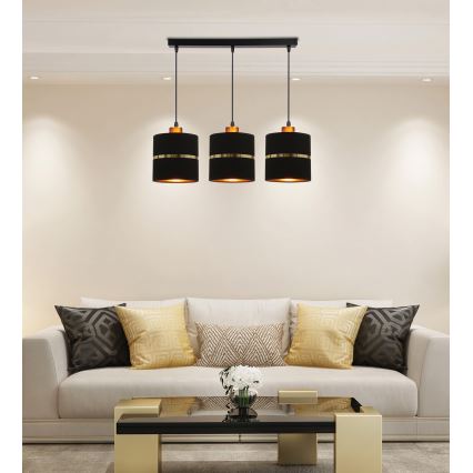 Κρεμαστό φωτιστικό οροφής ράγα ASSAM 3xE27/60W/230V μαύρο