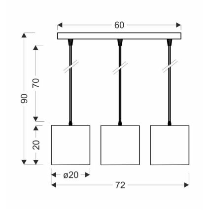 Κρεμαστό φωτιστικό οροφής ράγα ATLANTA 3xE27/40W/230V λευκό