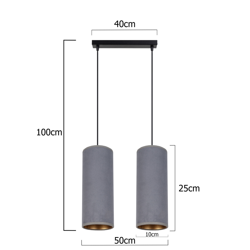 Κρεμαστό φωτιστικό οροφής ράγα AVALO 2xE27/60W/230V γκρι