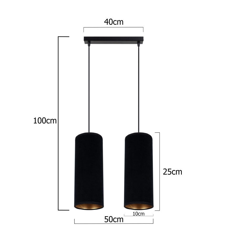 Κρεμαστό φωτιστικό οροφής ράγα AVALO 2xE27/60W/230V μαύρο