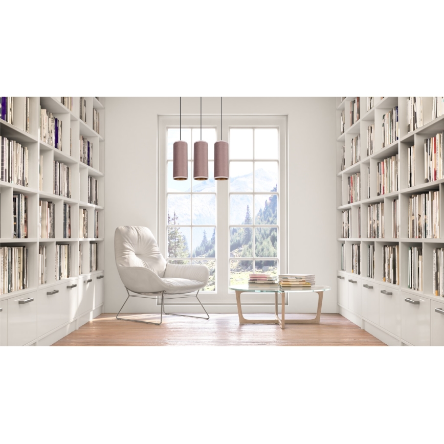 Κρεμαστό φωτιστικό οροφής ράγα AVALO 3xE27/60W/230V ροζ