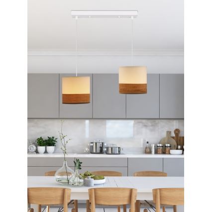 Κρεμαστό φωτιστικό οροφής ράγα BIANCO 2xE27/40W/230V λευκό/καφέ