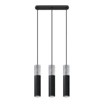 Κρεμαστό φωτιστικό οροφής ράγα BORGIO 3xGU10/40W/230V τσιμέντο/μέταλλο μαύρο