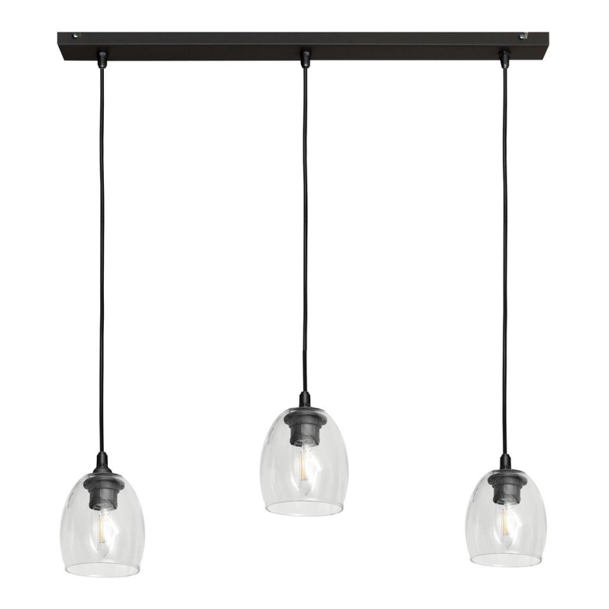 Κρεμαστό φωτιστικό οροφής ράγα BRILLANT 3xE27/15W/230V διαφανές