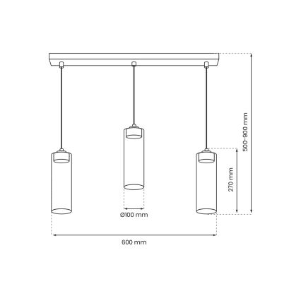 Κρεμαστό φωτιστικό οροφής ράγα CLARISSA 3xGX53/12W/230V μαύρο