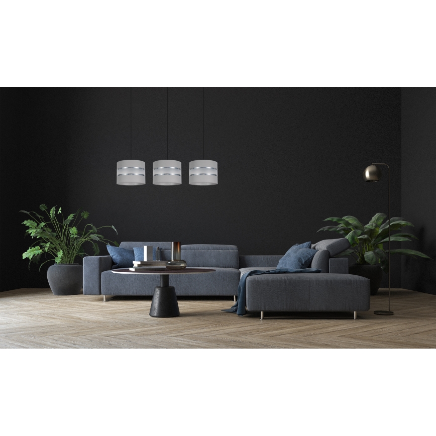 Κρεμαστό φωτιστικό οροφής ράγα CORAL 3xE27/60W/230V γκρι