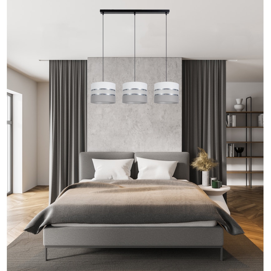 Κρεμαστό φωτιστικό οροφής ράγα CORAL 3xE27/60W/230V λευκό/γκρι