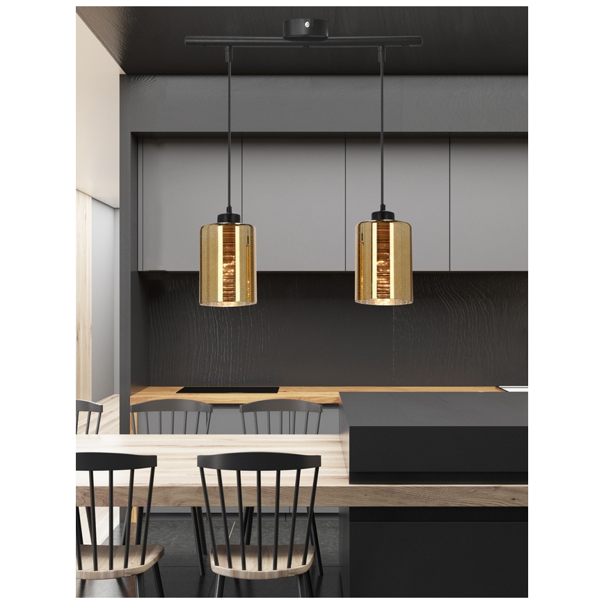Κρεμαστό φωτιστικό οροφής ράγα COX 2xE27/60W/230V χρυσό