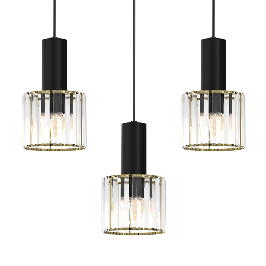 Κρεμαστό φωτιστικό οροφής ράγα CRISTAL 3xE27/60W/230V μαύρο