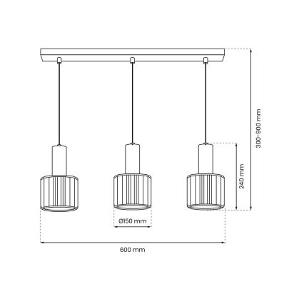 Κρεμαστό φωτιστικό οροφής ράγα CRISTAL 3xE27/60W/230V μαύρο