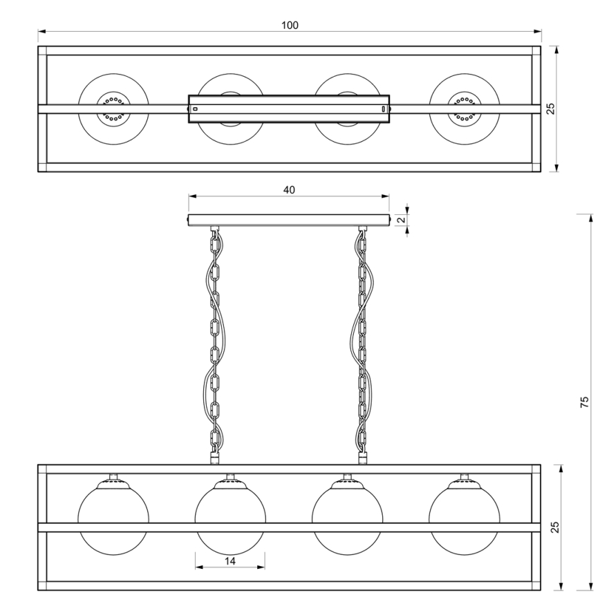 Κρεμαστό φωτιστικό οροφής ράγα DIEGO 4xE14/40W/230V μαύρο