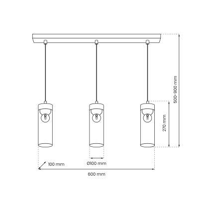Κρεμαστό φωτιστικό οροφής ράγα ELICA 3xE27/60W/230V