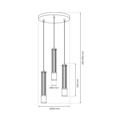 Κρεμαστό φωτιστικό οροφής ράγα ESTILO 3xGU10/40W/230V μαύρο