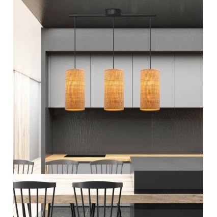 Κρεμαστό φωτιστικό οροφής ράγα FLERI 3xE27/60W/230V rattan