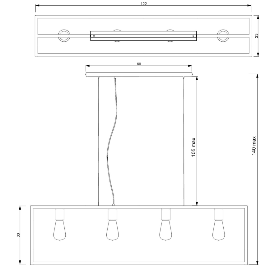 Κρεμαστό φωτιστικό οροφής ράγα FRAME 4xE27/60W/230V μαύρο