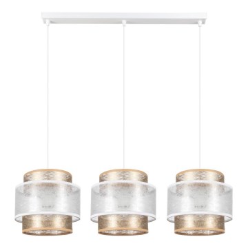 Κρεμαστό φωτιστικό οροφής ράγα  GABI 3xE27/60W/230V χρυσό/λευκό