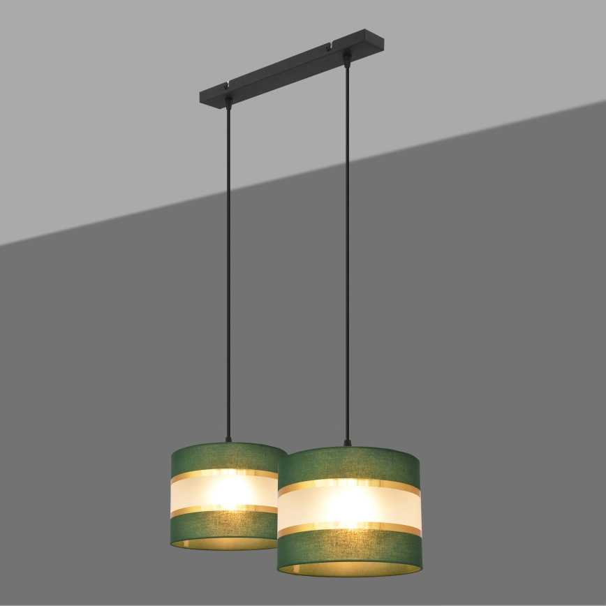 Κρεμαστό φωτιστικό οροφής ράγα HELEN 2xE27/15W/230V πράσινο/χρυσαφί