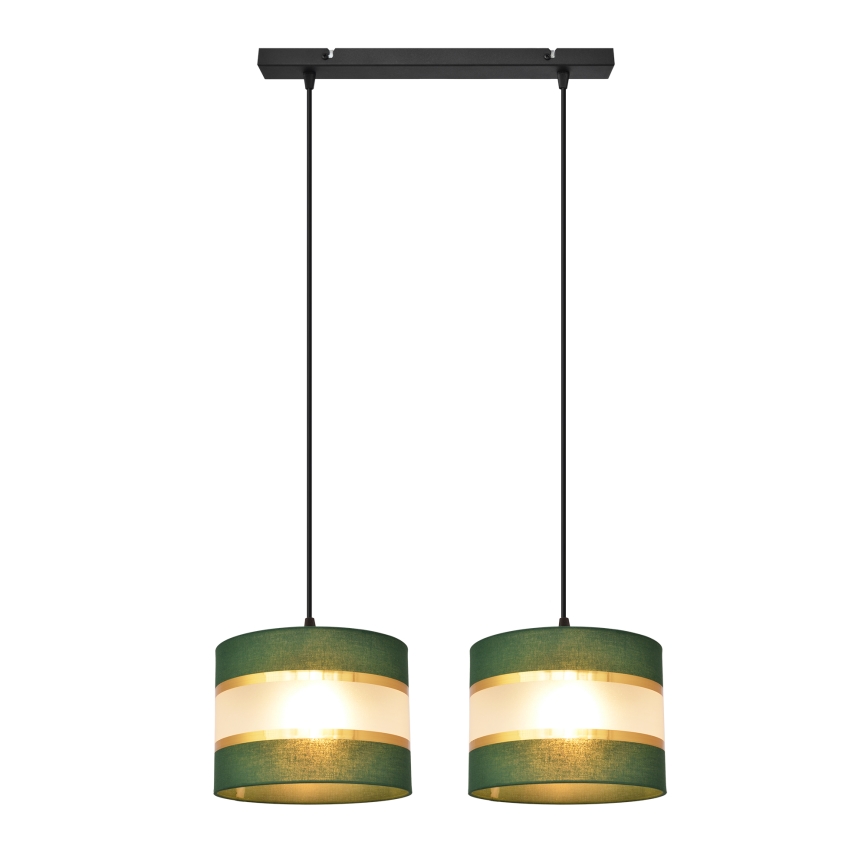 Κρεμαστό φωτιστικό οροφής ράγα HELEN 2xE27/15W/230V πράσινο/χρυσαφί