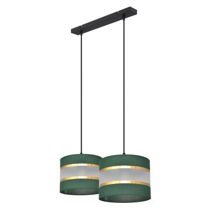Κρεμαστό φωτιστικό οροφής ράγα HELEN 2xE27/15W/230V πράσινο/χρυσαφί