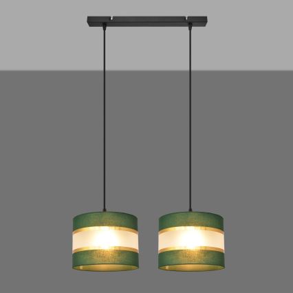 Κρεμαστό φωτιστικό οροφής ράγα HELEN 2xE27/15W/230V πράσινο/χρυσαφί