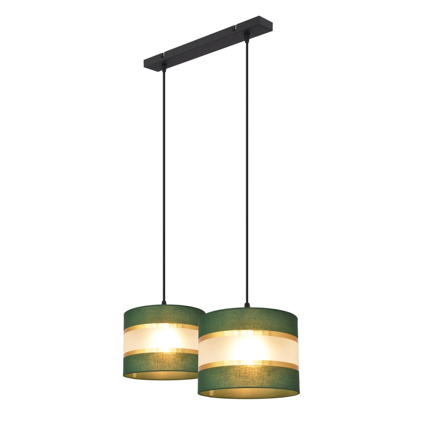 Κρεμαστό φωτιστικό οροφής ράγα HELEN 2xE27/15W/230V πράσινο/χρυσαφί