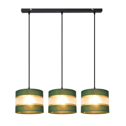 Κρεμαστό φωτιστικό οροφής ράγα  HELEN 3xE27/15W/230V πράσινο/χρυσαφί