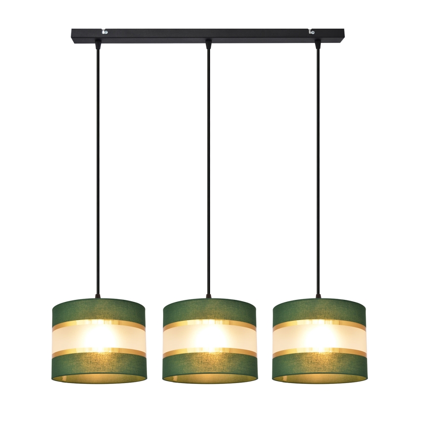 Κρεμαστό φωτιστικό οροφής ράγα  HELEN 3xE27/15W/230V πράσινο/χρυσαφί