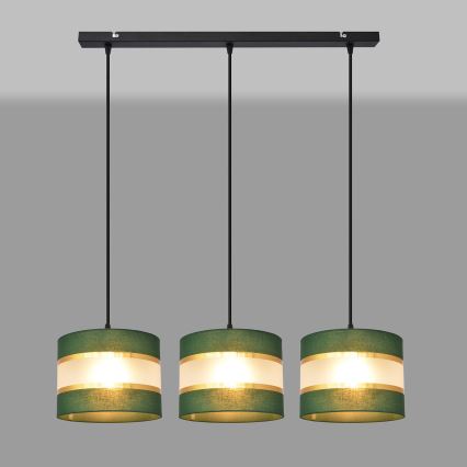 Κρεμαστό φωτιστικό οροφής ράγα  HELEN 3xE27/15W/230V πράσινο/χρυσαφί
