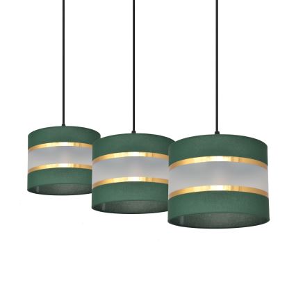 Κρεμαστό φωτιστικό οροφής ράγα  HELEN 3xE27/15W/230V πράσινο/χρυσαφί