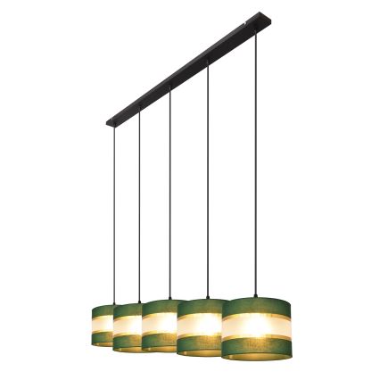 Κρεμαστό φωτιστικό οροφής ράγα  HELEN 5xE27/15W/230V πράσινο/χρυσαφί