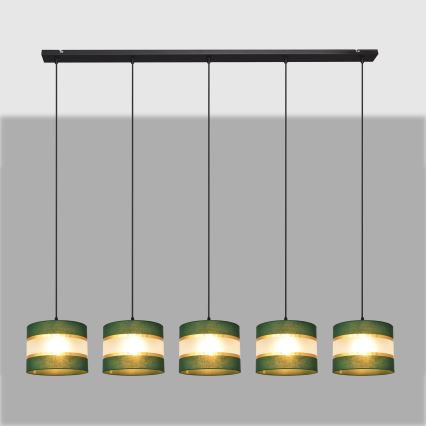 Κρεμαστό φωτιστικό οροφής ράγα  HELEN 5xE27/15W/230V πράσινο/χρυσαφί