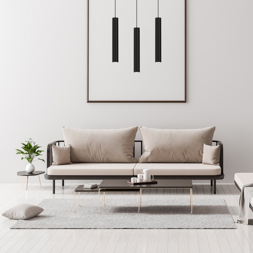 Κρεμαστό φωτιστικό οροφής ράγα HUDSON 3xGU10/8W/230V μαύρο