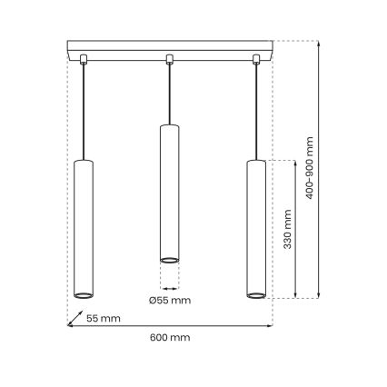 Κρεμαστό φωτιστικό οροφής ράγα HUDSON 3xGU10/8W/230V μαύρο