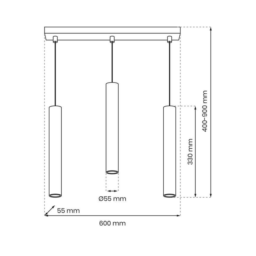 Κρεμαστό φωτιστικό οροφής ράγα HUDSON 3xGU10/8W/230V μαύρο