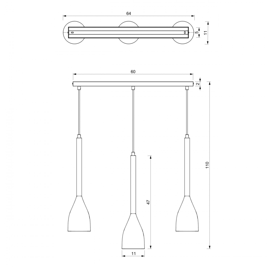 Κρεμαστό φωτιστικό οροφής ράγα ISTAPPAR 3xE27/60W/230V μαύρο