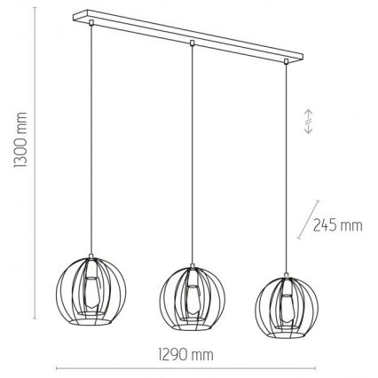 Κρεμαστό φωτιστικό οροφής ράγα  JAULA 3xE27/60W/230V